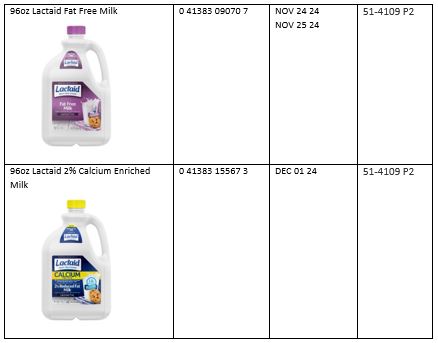 HP HOOD LLC RECALLS SELECT UNITS OF 96 oz REFRIGERATED  LACTAID MILK DUE TO POSSIBLE ALMOND ALLERGEN