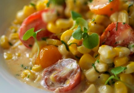 Corn in Cream with Cherry Tomatoes image