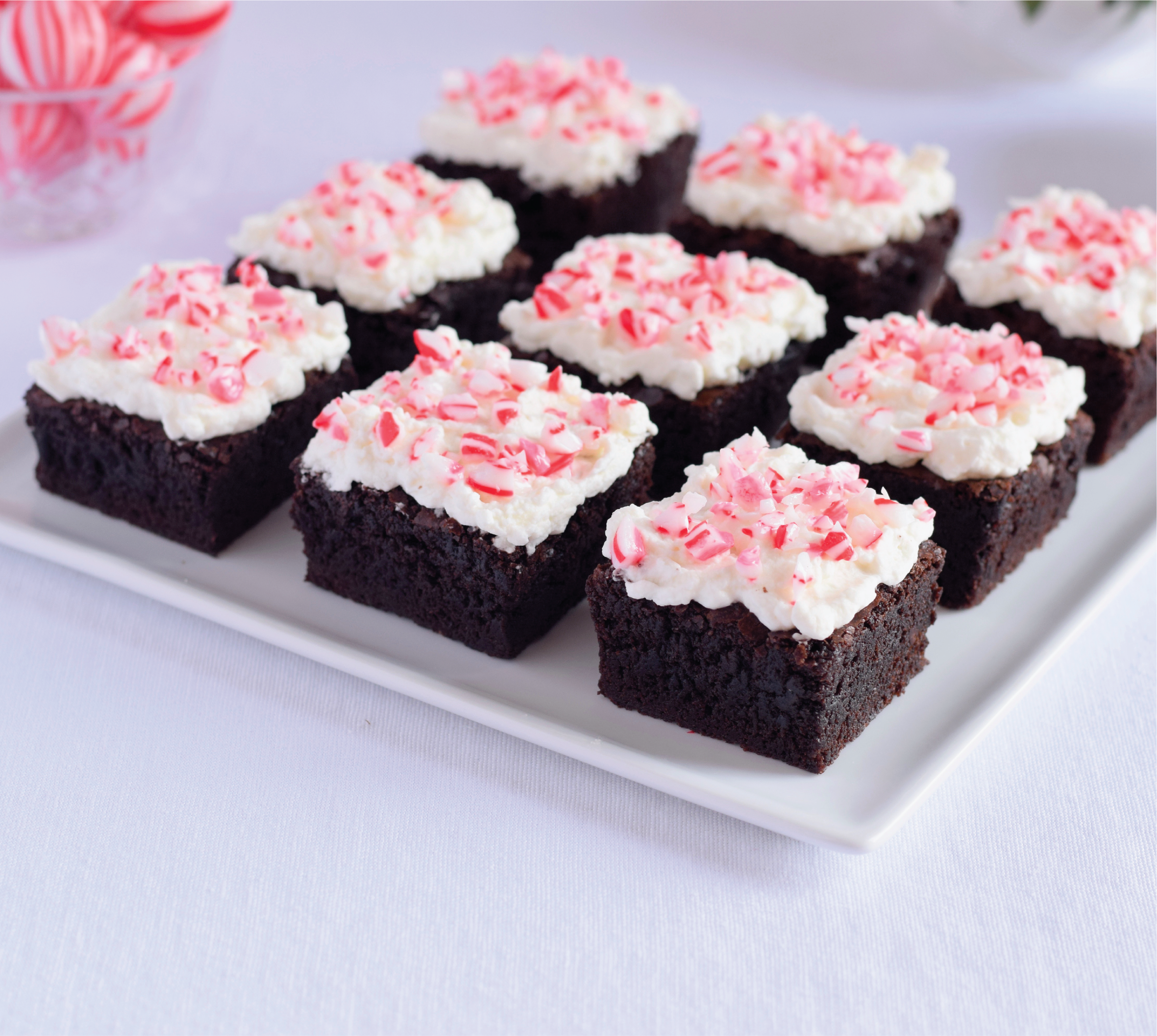 Dark Chocolate Brownies with Peppermint Whipped Cream image