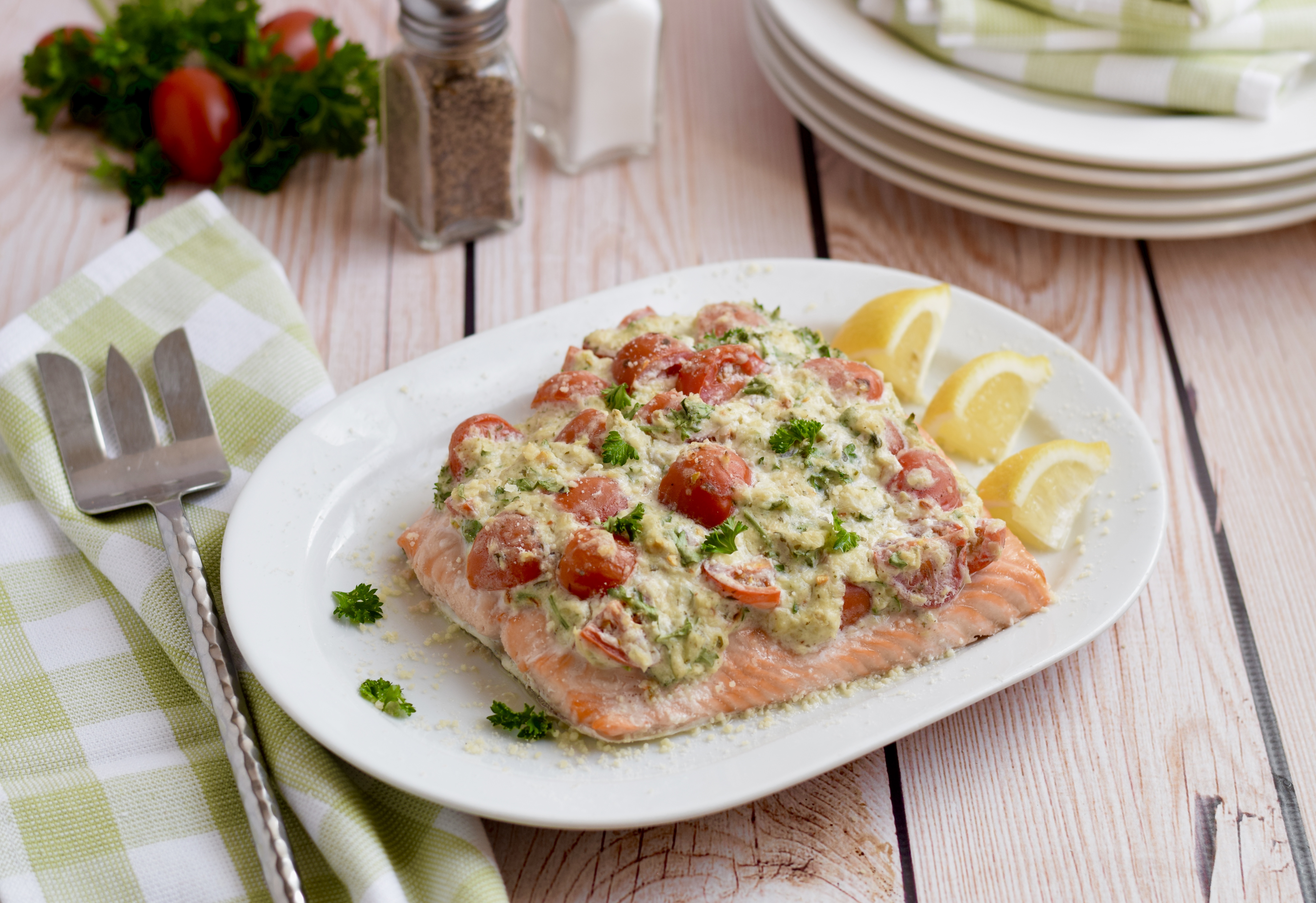 Roasted Salmon with Cheesy Artichoke Topping image