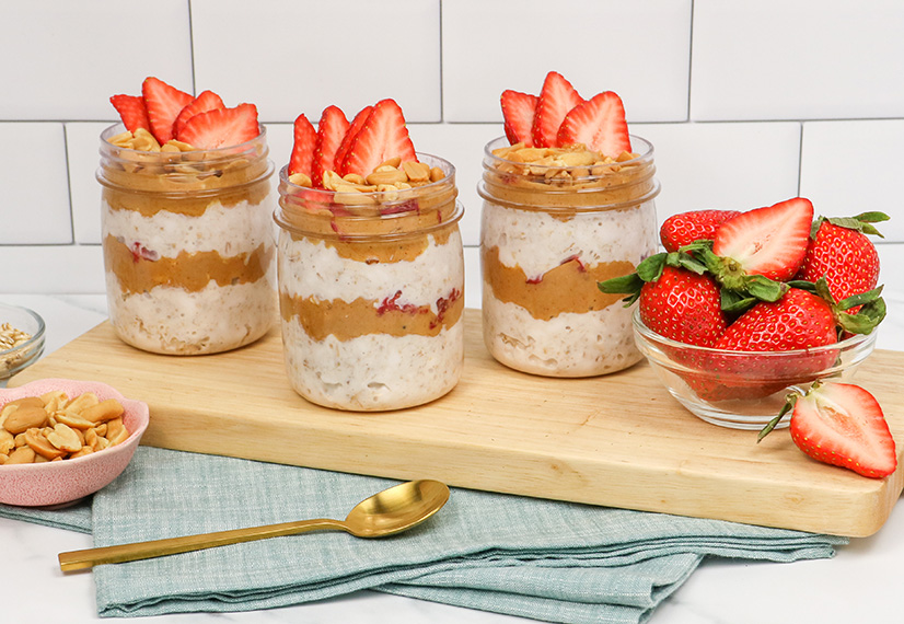 Strawberry and Peanut Butter Overnight Oats image