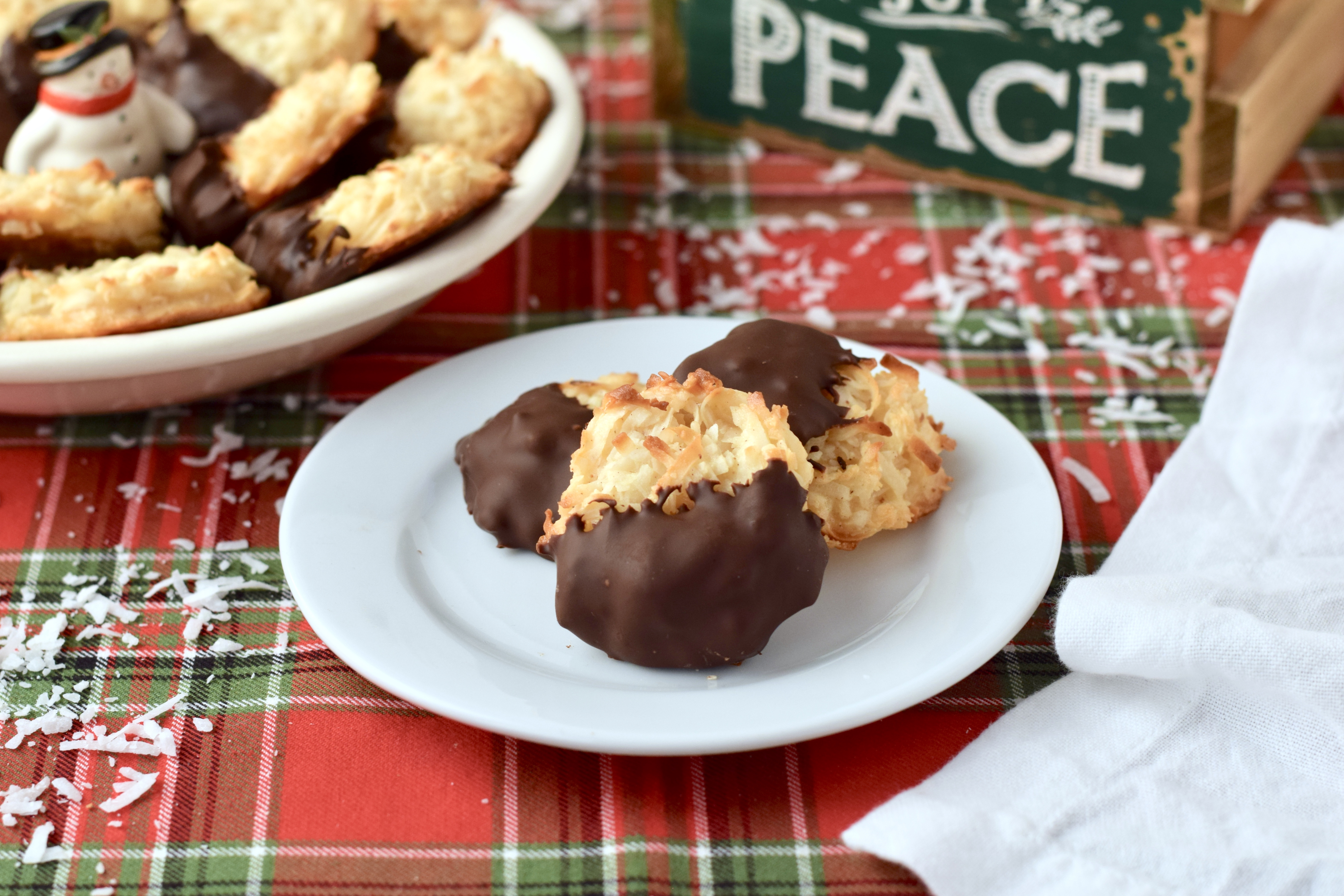 Chocolate Dipped Eggnog Macaroons image