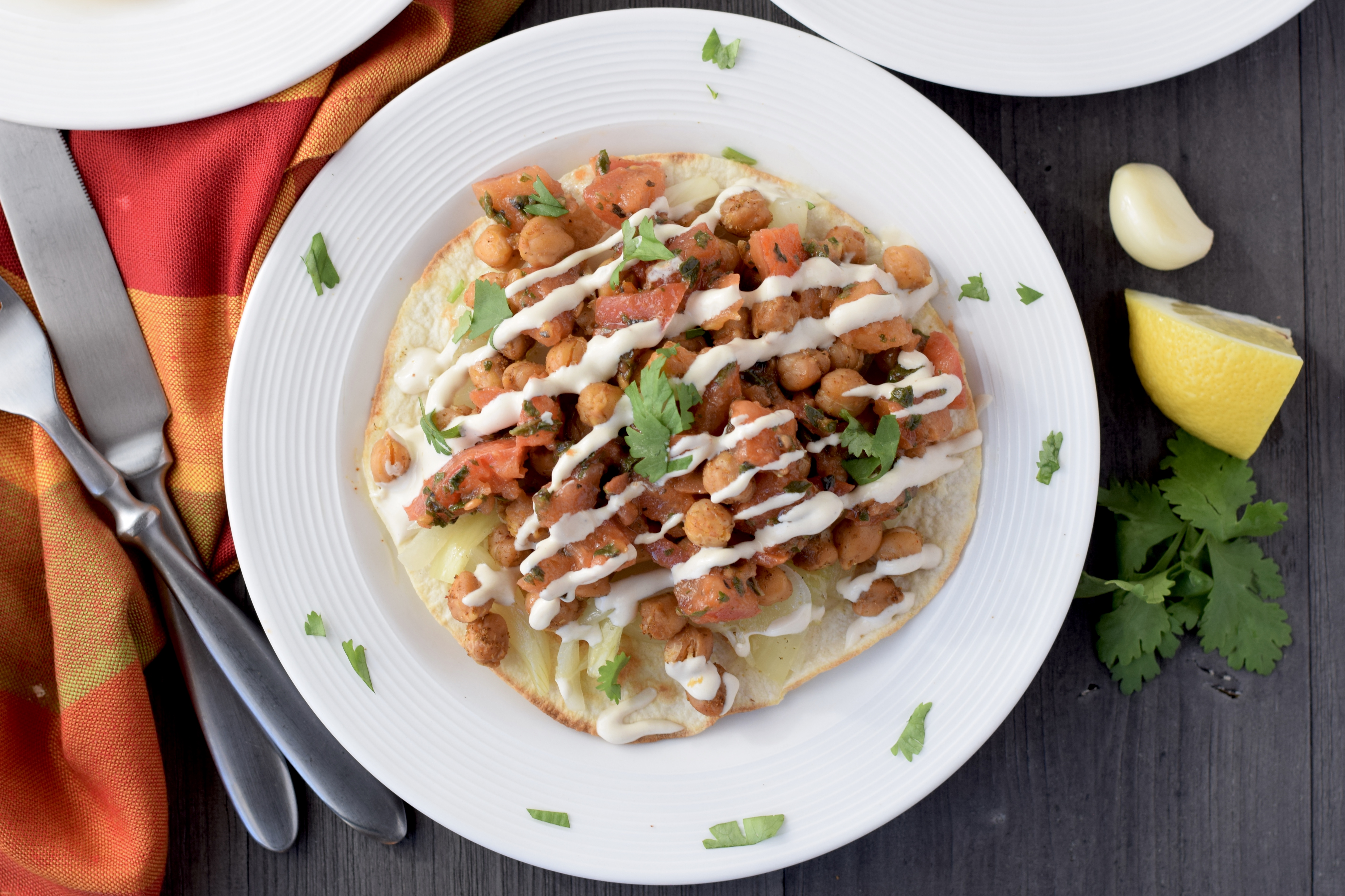 Garbanzo Tostadas with Tahini Sauce image
